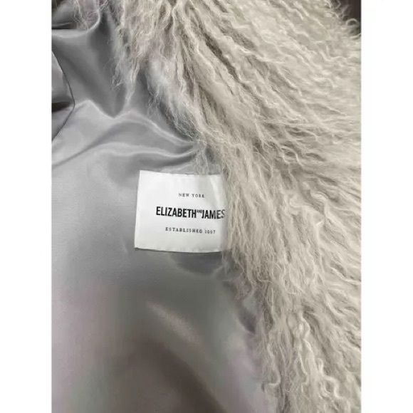 ELIZABETH & JAMES Genuine Fur Collar Oversized Coat Light Grey Size M Like New! - Picture 4 of 7